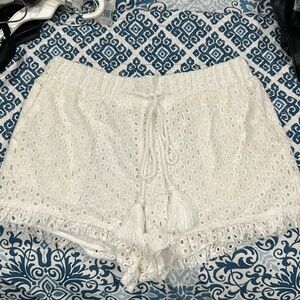 White crochet shorts